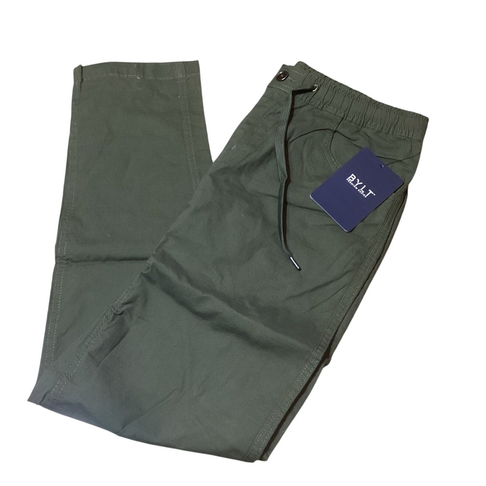 BYLT Premium Basics Men Olive Green Cargo Jogger Pants Drawstring Size M